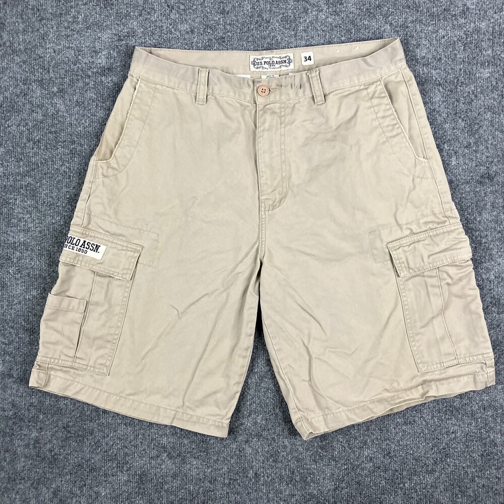 US Polo Assn Cargo Shorts Mens‎ Size 34 Khaki Utility Pockets Outdoor Casual